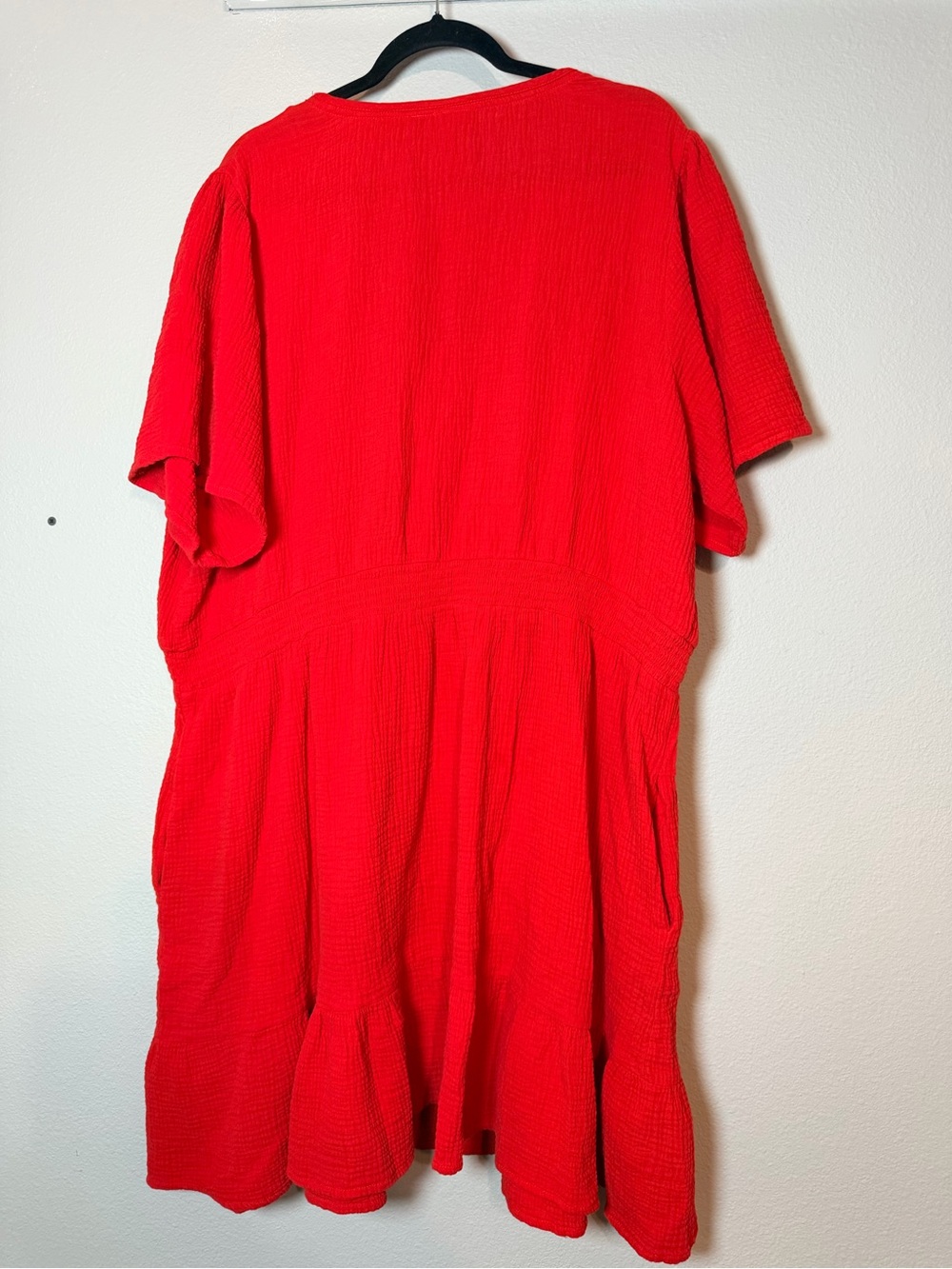 Knox Rose Short Sleeve Dress Size 2X Red Cotton Gauze Knee Length - Picture 6 of 6
